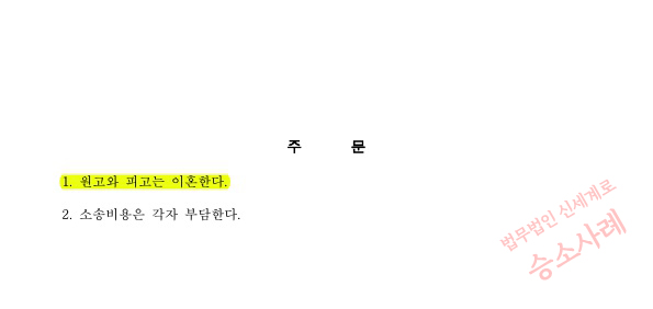 혼인기간 6개월 성격차이로 이혼청구, 상대방이 기각을 구했으나, 이혼으로 승소한 사례 — 사례 자료 5